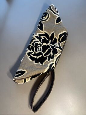 Offhand Designs Floral Flocked Velvet Fold Over Wristlet Clutch Bag